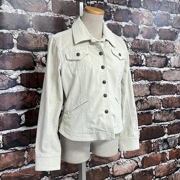 Live a Little Corduroy Jacket Buttons Flare Cream Size Large L - Picture 6 of 16